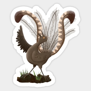 Cute happy superb lyrebird cartoon illustration Sticker